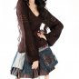 puffsleeve sweater tunic top in black/coffee