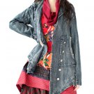 asymmetrical denim coat jacket in winter