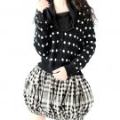 ploka dot cardigan sweater coat top in black