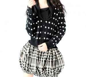 ploka dot cardigan sweater coat top in black