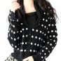 ploka dot cardigan sweater coat top in black