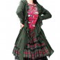 green ruffle knitted sweater coat