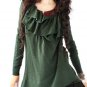 green ruffle knitted sweater coat