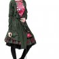 green ruffle knitted sweater coat
