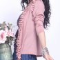 pink ruffle knitted cardigan coat