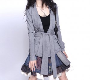 grey cardigan coat in winter