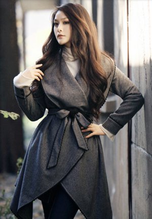 wool coat/cardigan overcoat in grey