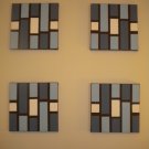 Blue, Brown, and White Geometric Paintngs