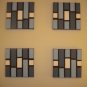 Blue, Brown, and White Geometric Paintngs