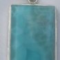 rectangular larimar pendant in sterlinsilver 925