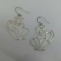 Cat Kitten Fancy Elegant Wire Sterling Silver 925 Pierced Dangle Vtg Earrings