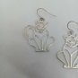 Cat Kitten Fancy Elegant Wire Sterling Silver 925 Pierced Dangle Vtg Earrings