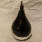 Glass Tear Drop Paperweight by F.M Ronneby Signed Rare Vintage Swedish Art Black