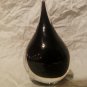 Glass Tear Drop Paperweight by F.M Ronneby Signed Rare Vintage Swedish Art Black