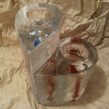 Kosta Boda Two Sweethearts Candle Votive Holders Kjell Engman Sweet Heart Glass