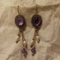 Vintage Sterling 925 Southwestern Dangle Earrings Pearls Purple Stone Signed OT