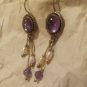 Vintage Sterling 925 Southwestern Dangle Earrings Pearls Purple Stone Signed OT