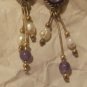 Vintage Sterling 925 Southwestern Dangle Earrings Pearls Purple Stone Signed OT