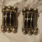 Vintage Mexico Sterling Onyx? Earrings Screw-Back Marked Silver 20s-40s