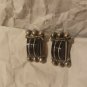 Vintage Mexico Sterling Onyx? Earrings Screw-Back Marked Silver 20s-40s