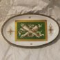 Antique/Vtg France Hand Painted Trinket Dish Brass or Bronze Trim Bowl 5" x 3"