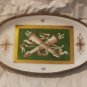Antique/Vtg France Hand Painted Trinket Dish Brass or Bronze Trim Bowl 5" x 3"