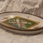 Antique/Vtg France Hand Painted Trinket Dish Brass or Bronze Trim Bowl 5" x 3"
