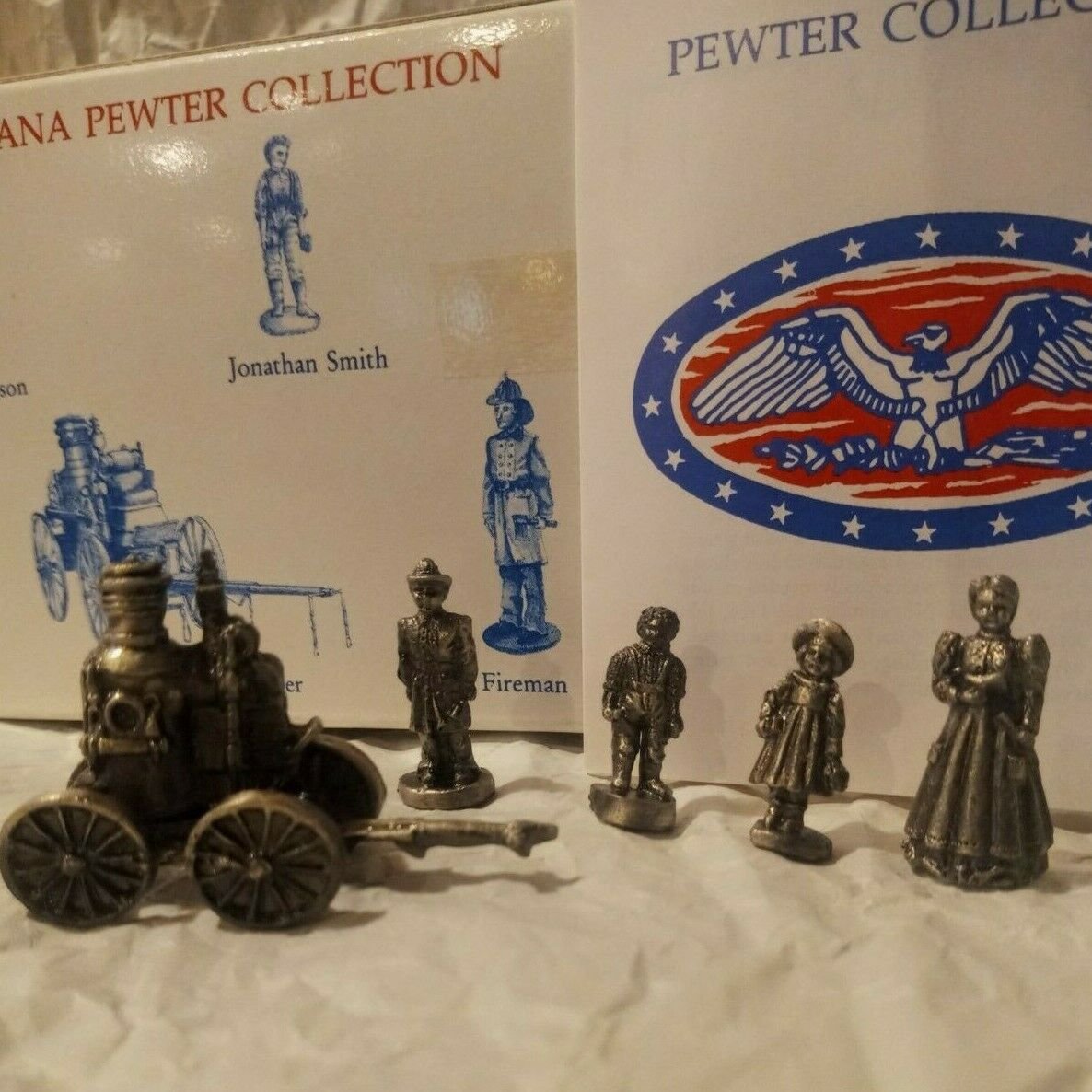 The Americana Pewter Collection Fire Station Pumper AH18 5 Pcs Village Figurines