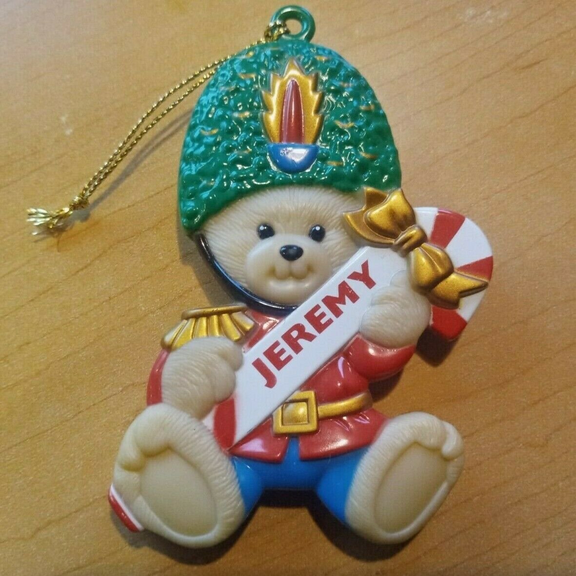 Christmas Teddy Bear Jeremy Ornament 3" Plastic Soldier Fully Molded NLD 1998