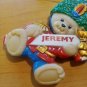 Christmas Teddy Bear Jeremy Ornament 3" Plastic Soldier Fully Molded NLD 1998
