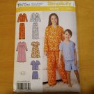 Simplicity 1575 Sewing Pattern Girls Boys Pajamas Child Kids Teen Uncut 7-14 New