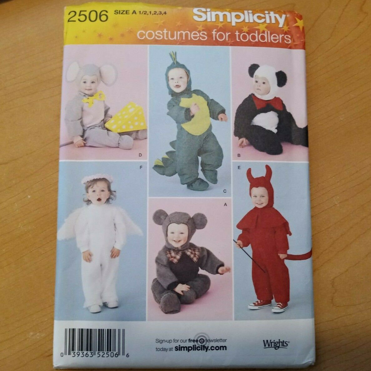 INFANT TODDLER SIMPLICITY 2506 Sewing Pattern HALLOWEEN COSTUME Sz 1/2