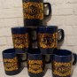 Mid Century Pick Your Poison Mug Set Cobalt Blue Gold Opium Belladonna Arsenic