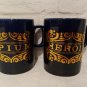 Mid Century Pick Your Poison Mug Set Cobalt Blue Gold Opium Belladonna Arsenic