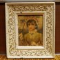 Florence Kroger Victorian Lady in Yellow Umbrella Original Frame pen Denise Vtg