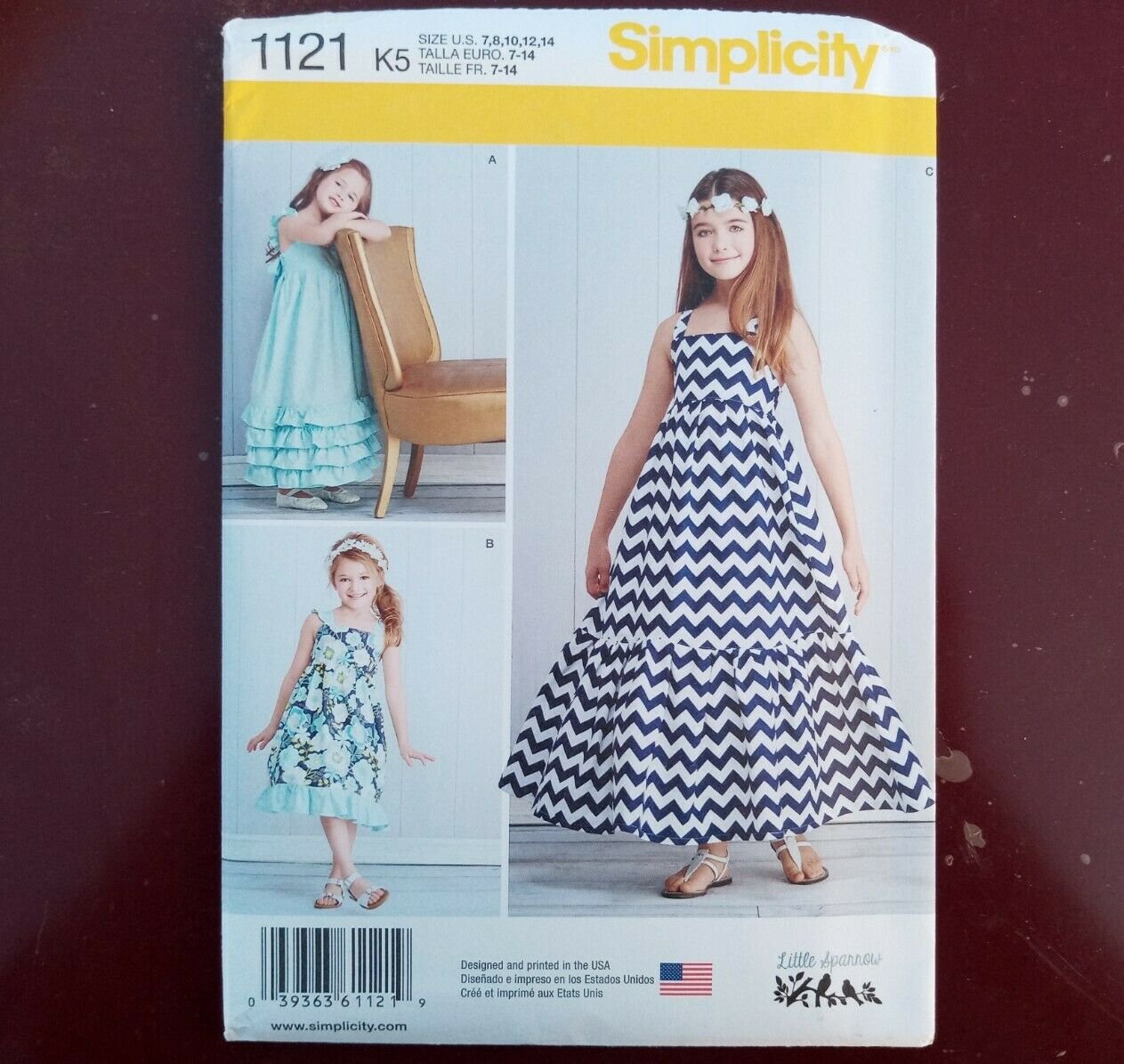 Simplicity 1121 Sewing Pattern Little Sparrow Dresses Girls Sz 7-14 Boho Ruffled