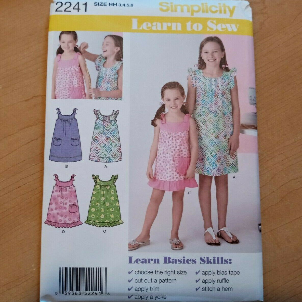 Child Girls Sundress Simplicity Pattern 2241 Size 3 4 5 6 Learn To Sew Uncut New