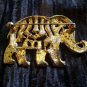 Rhinestones Brooch Pin Republican Elephant Red White & Blue Gold Tone Vintage