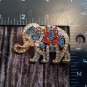 Rhinestones Brooch Pin Republican Elephant Red White & Blue Gold Tone Vintage