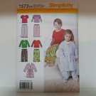 Simplicity Pattern 1573 CHILDS Pajamas Bath Robe Girls Boys Toddler Sz 6m 1 2 3