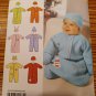 1565 SIMPLICITY sewing pattern Baby Infant Bunting Romper Hat SZ XXS-S NB-6M New
