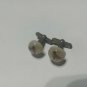 Vintage Yellow Brown Acrylic Fly Fishing Hook Cufflinks With Gold Flake Brass