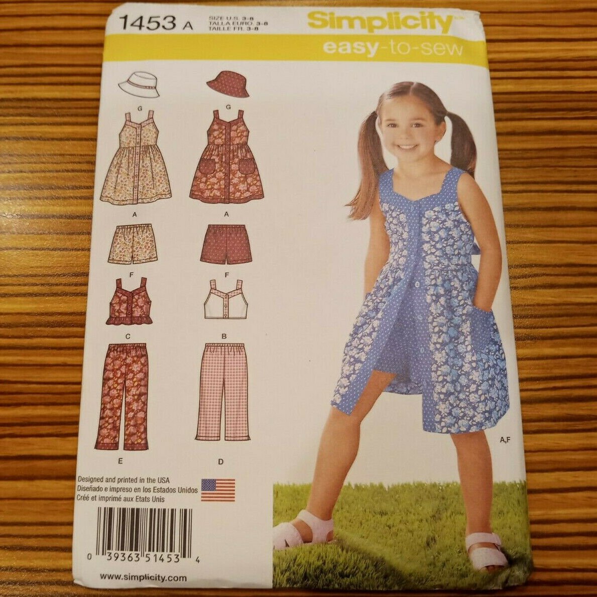SIMPLICITY PATTERN 1453 GIRLS DRESS TOP PANTS HAT SHORTS SEWING SIZE 3-8 NEW