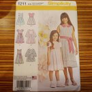 Simplicity Pattern 1211 Girls Dress Two Lengths Size 7-14 High Waist New Uncut