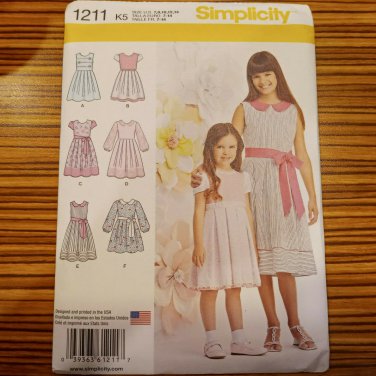 Simplicity Pattern 1211 Girls Dress Two Lengths Size 7-14 High Waist New Uncut