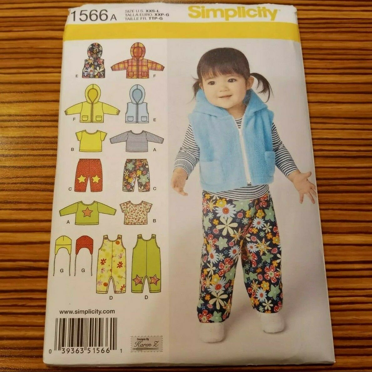 1566 SIMPLICITY sewing pattern Baby Overalls Jacket Vest Pants Shirt ...