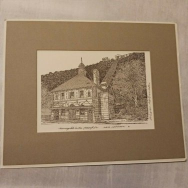 Vintage Nevin Robinson Print *Monongahela Incline Pittsburgh Pa signed matted