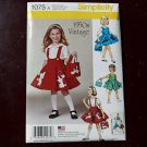 Simplicity 1075 1950's Vintage Poodle Skirt Dress Purse Size 3-8 Sewing Pattern