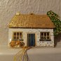 Vintage Christmas Ornament Brass Village House Painted Signed Emmet Bicycle 3D