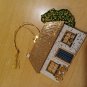 Vintage Christmas Ornament Brass Village House Painted Signed Emmet Bicycle 3D